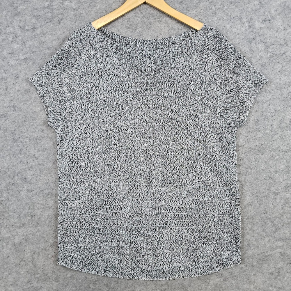 Talbots Women's Gray 100% Linen Knit Short Sleeve Sweater Top Size M Blouse‎